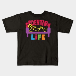 Mastering the Art of Sedentary Life: Hilarious Happy Face Stick Figure Couch Potato Design! Kids T-Shirt